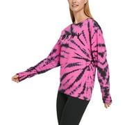 DKNY Women's Sport Tie Dyed Logo Top Pink Size Small